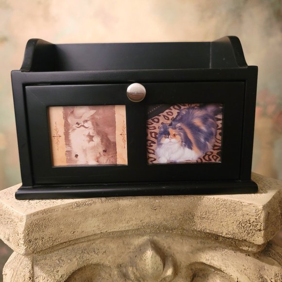 Charging Station Caddy Cord Organizer 2 Photo Door Folds Down Cords Tuck Away - Picture 1 of 12